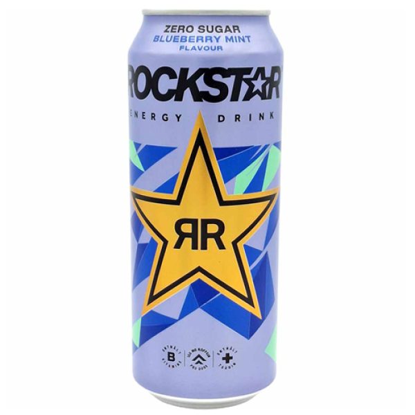 Rockstar Energy Drink Zero Sugar Blueberry Mint Flavour 12x 500ml