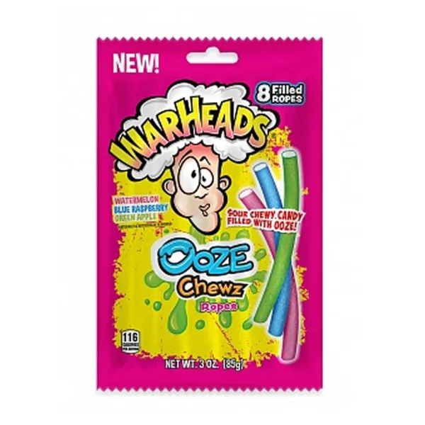 Warheads Ooze Chewz Ropes 12x 85g